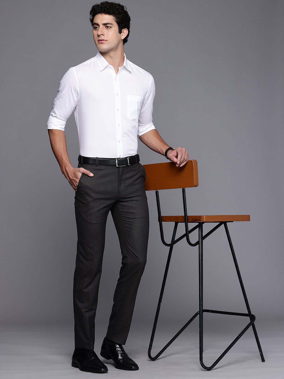 Raymond Men Textured Slim Fit Formal Trousers