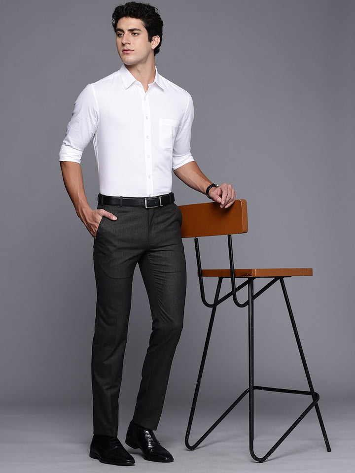 Raymond Men Textured Slim Fit Formal Trousers