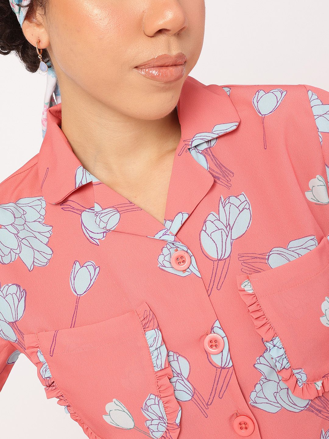 DressBerry Floral Fantasy Utility Shirt Style Top