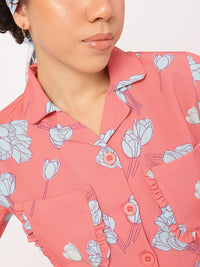 DressBerry Floral Fantasy Utility Shirt Style Top