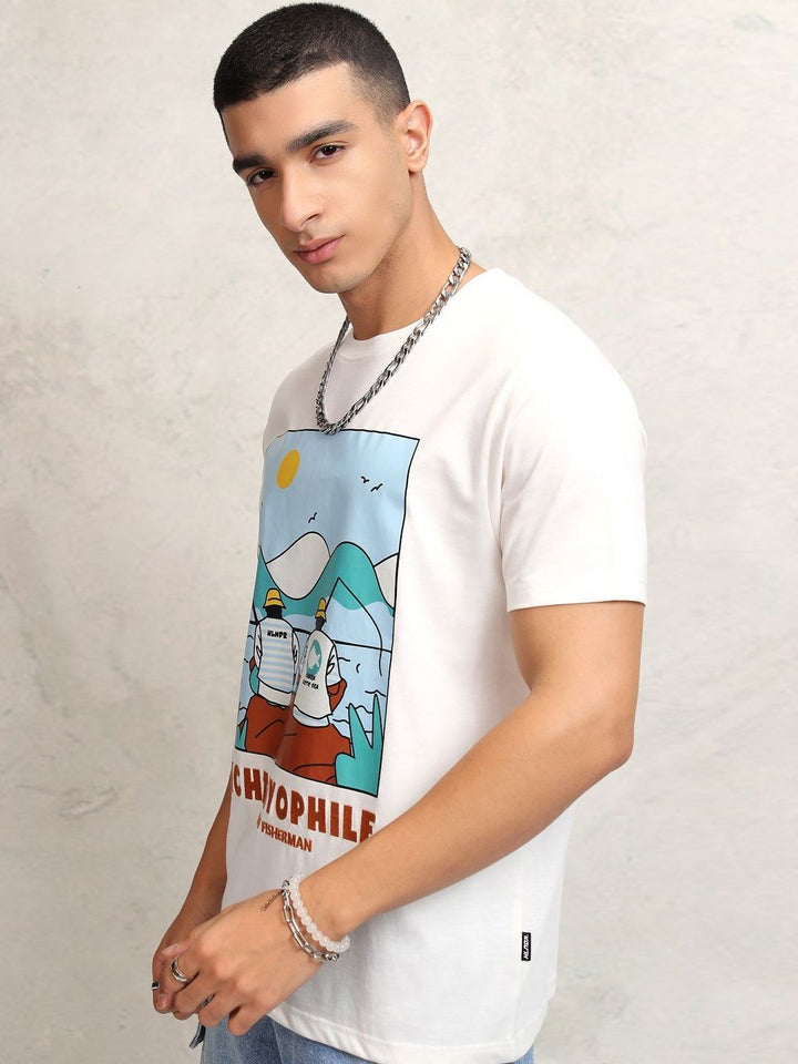 HIGHLANDER Men Graphic Printed Round Neck Relaxed Fit T-shirt