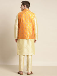 SOJANYA Men Kurta with Churidar & Woven Design Nehru Jacket