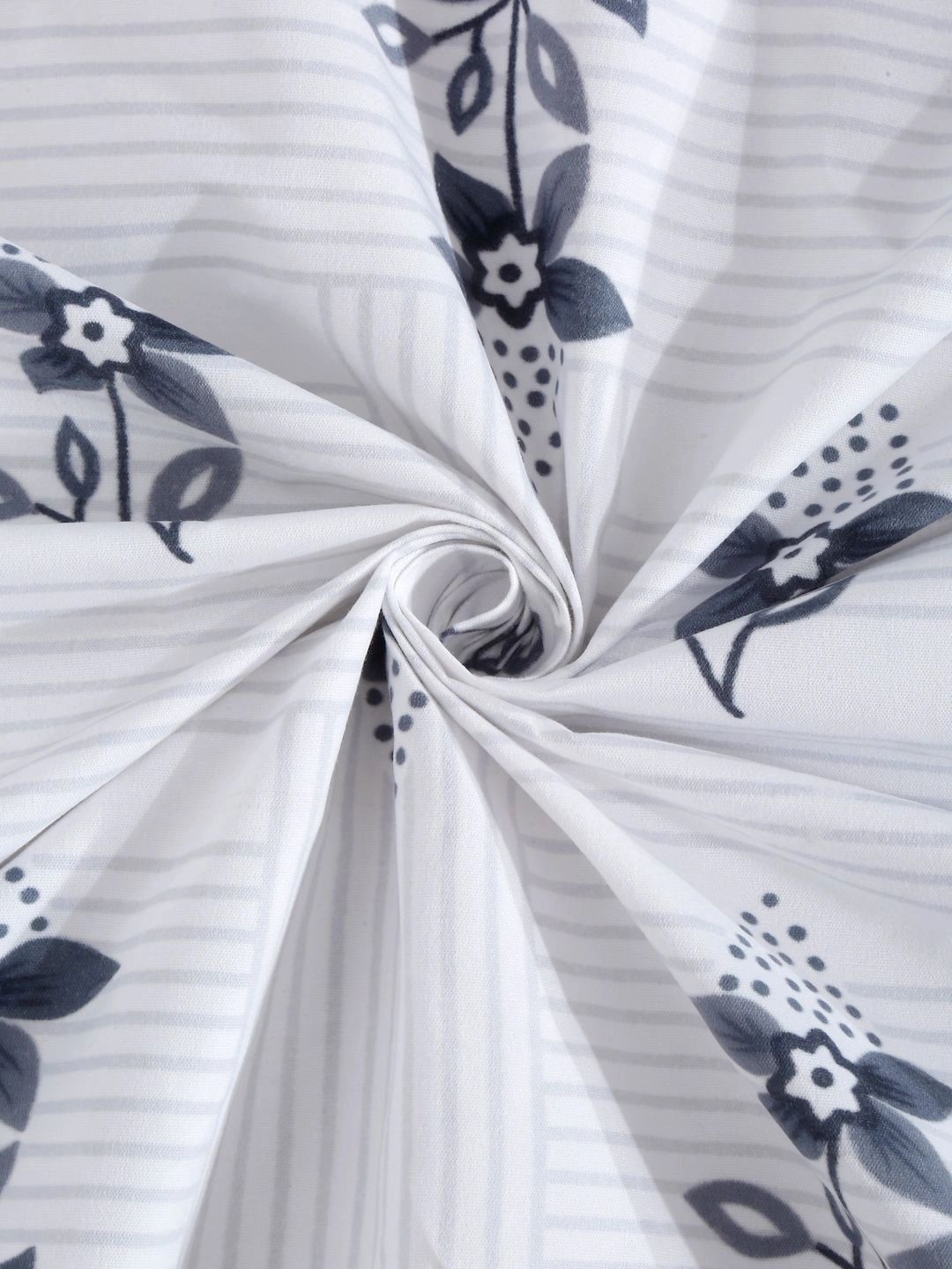 Moda Rapido X KLOTTHE White & Blue Floral 300 TC Single Bedsheet with 1 Pillow Covers
