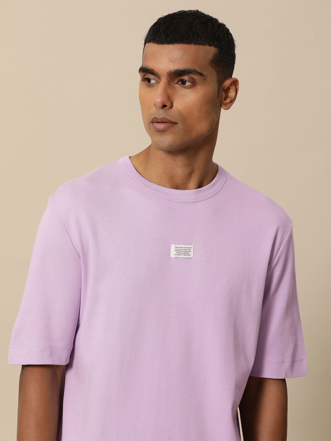 Mr Bowerbird Men Lavender Pure Cotton Philosophy Oversized T-shirt
