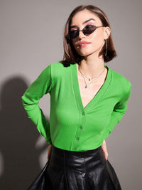 SASSAFRAS V-Neck Long Sleeves Crop Top