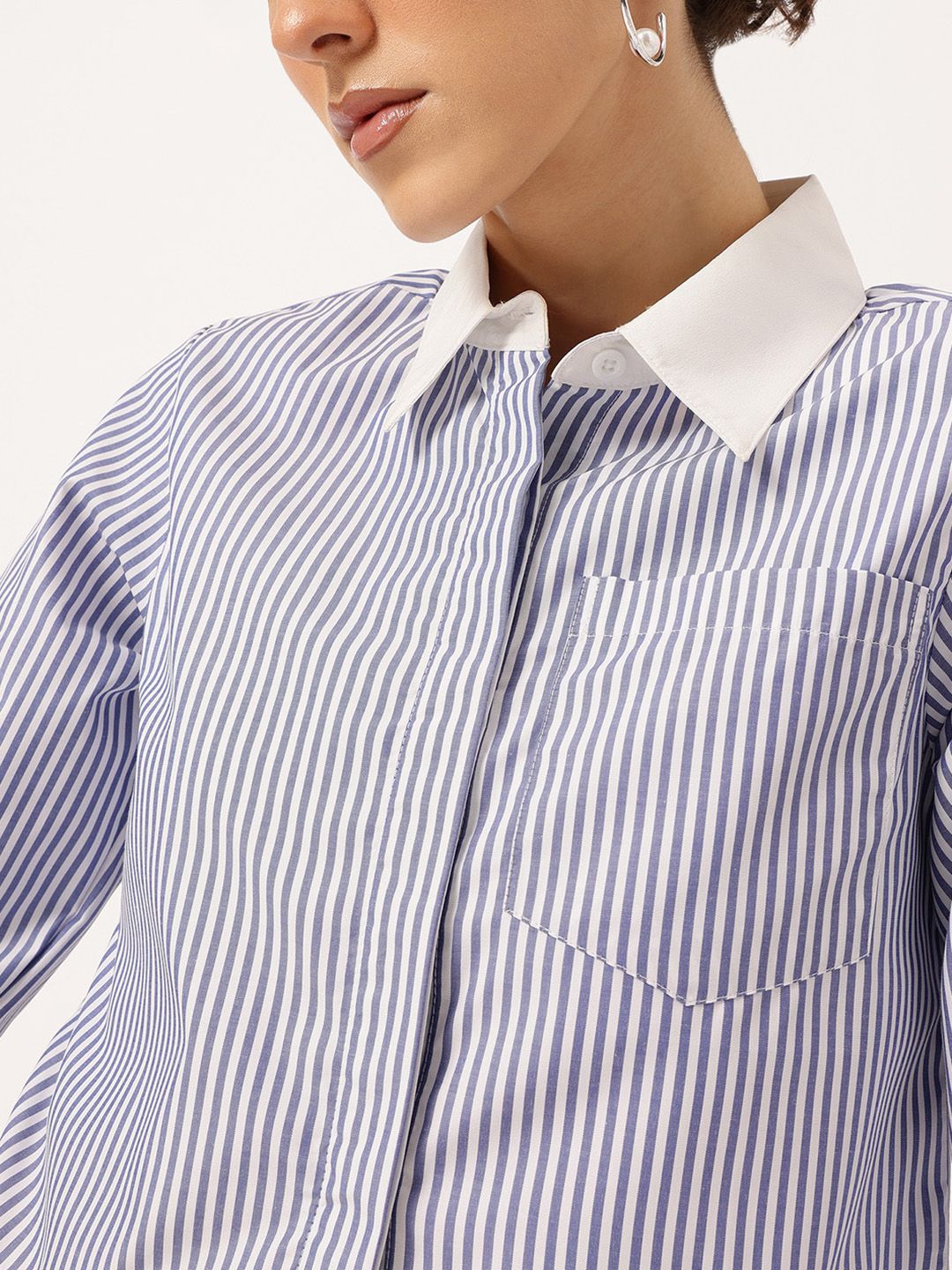 DressBerry Glam K-Style Striped Crop Shirt