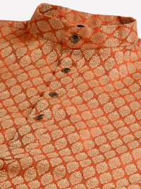 SOJANYA Kurta Motif Etnik Oren Lelaki dengan Jaket Churidar & Nehru
