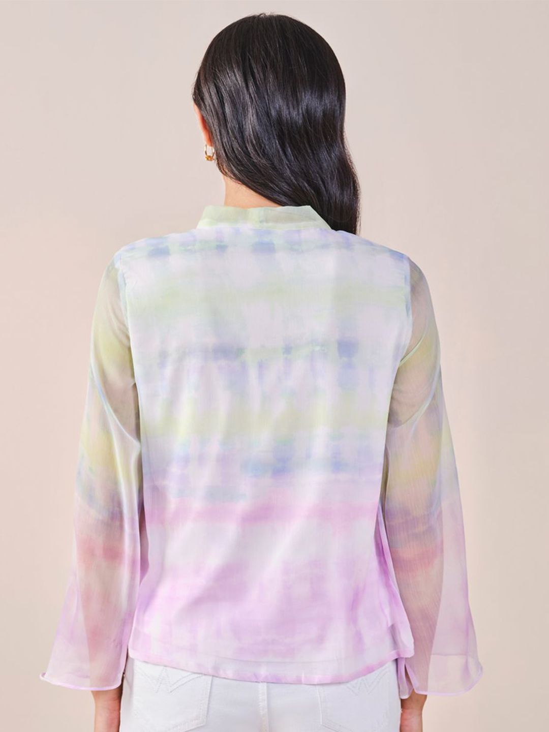 AND high neck tie ups Tie and Dye Top