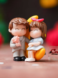 EcraftIndia Cream & Brown Love Moon Pasangan Pameran
