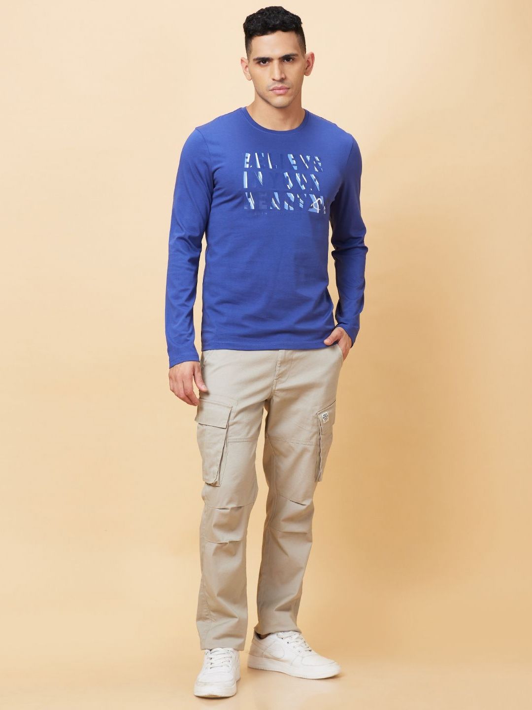 Being Human Men Typography Printed Applique T-shirt