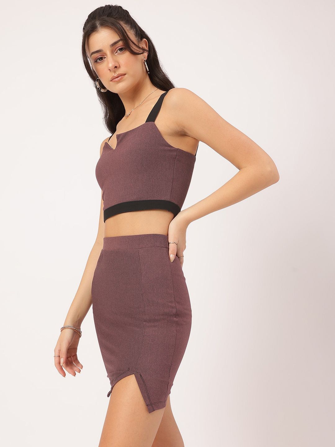 DressBerry Street Savvy Crop Top with Mini Skirt Co-Ords