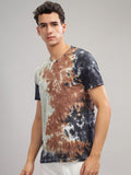 ADRO Tie & Dye Printed Round Neck Short Sleeves Regular Fit Cotton T-shirt