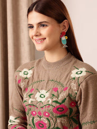 STREET 9 Self Design Acrylic Crop Pullover