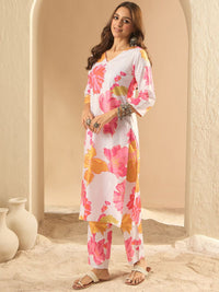 Indo Era Women Floral Printed Regular Kurta with Trousers