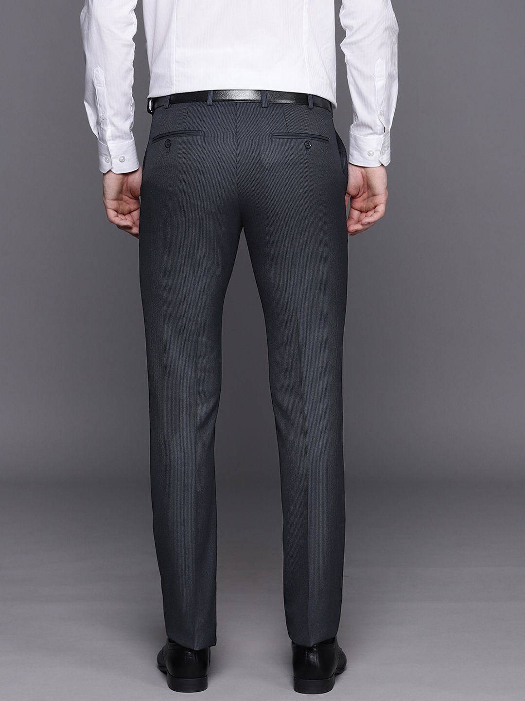 Raymond Men Striped Slim Fit Formal Trousers