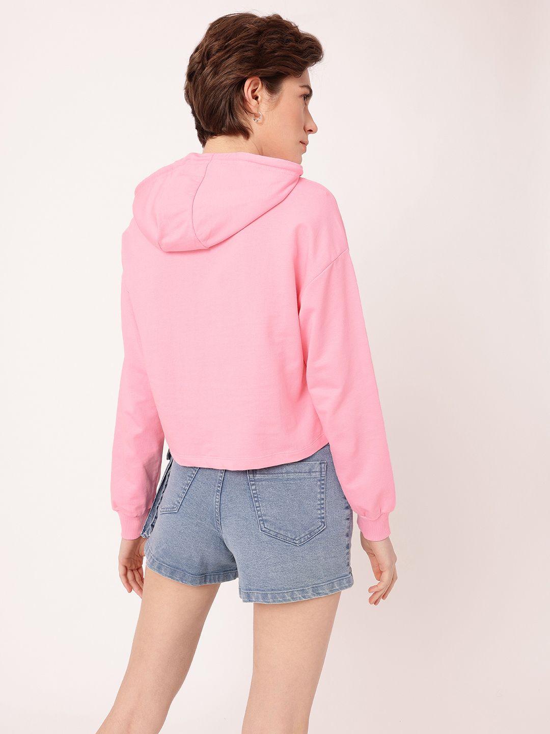 DressBerry Printed Hooded Cotton Terry Relaxed Fit Sweatshirt
