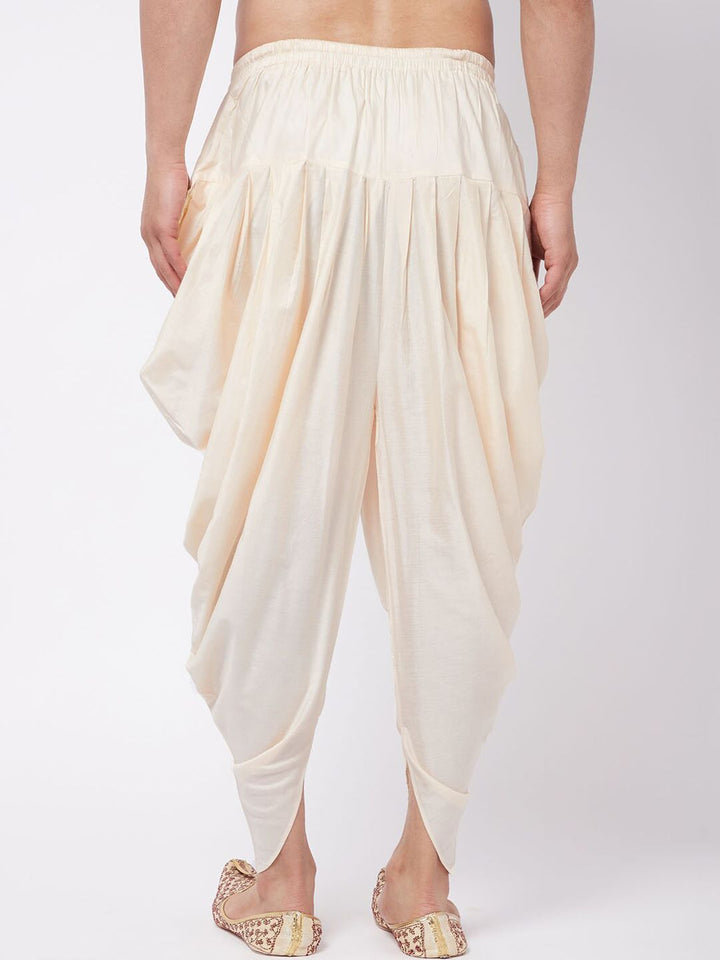VASTRAMAY Men Cream Coloured Solid Cowl Dhoti Pants