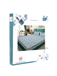 Myntra Elegant Homes Blue Floral 300 TC Cadar Katil King dengan 2 Sarung Bantal