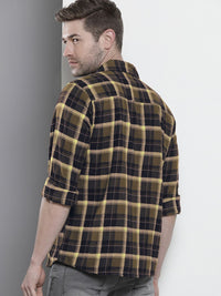 The Indian Garage Co Men Regular Fit Checked Double Flap Pocket Flannel Shirt