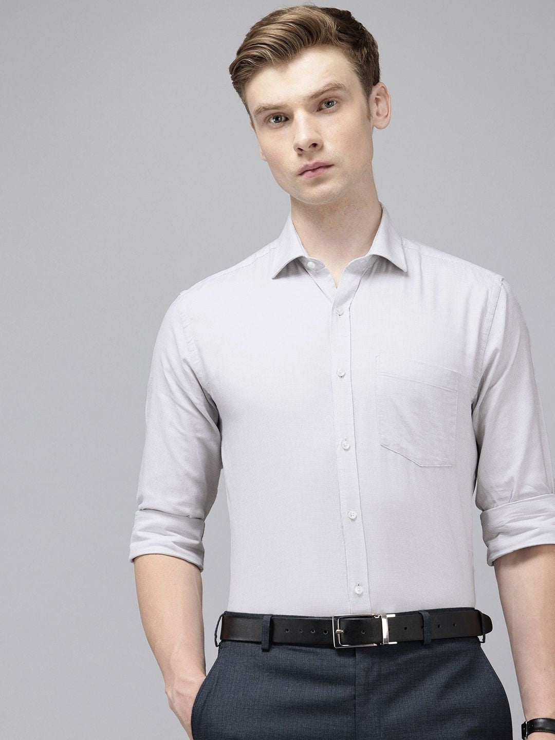 Park Avenue Slim Fit Micro Checked Pure Cotton Formal Shirt