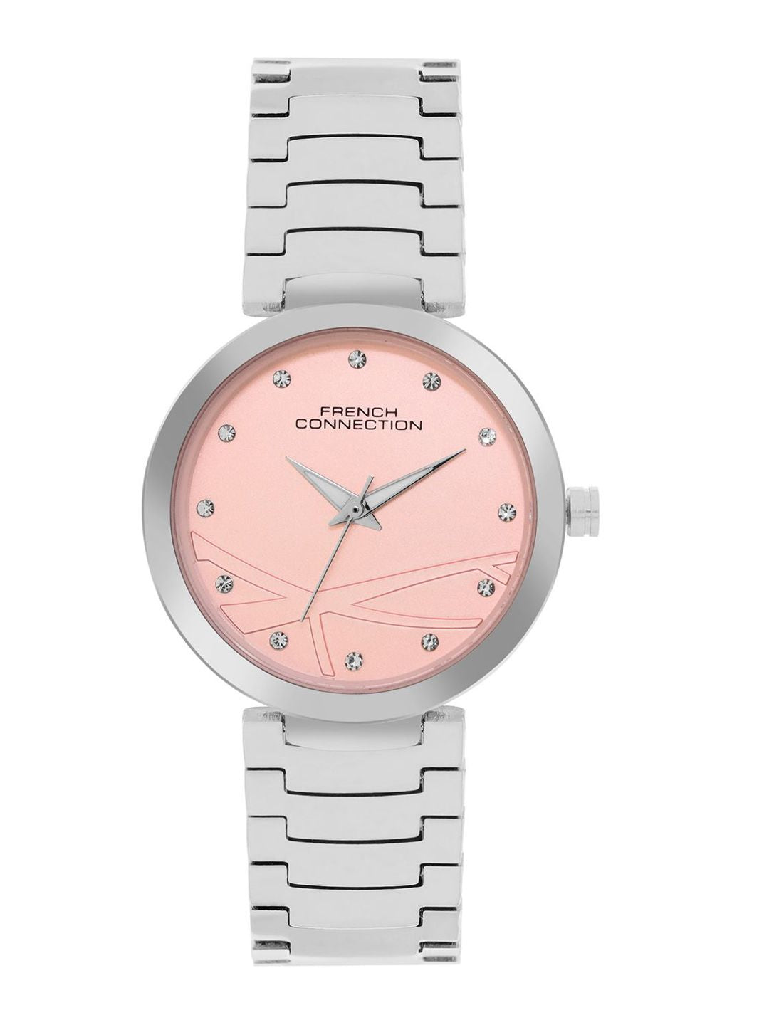 Sambungan Perancis Wanita Dail Hiasan & Tali Keluli Tahan Karat Analog Watch FCN063SM