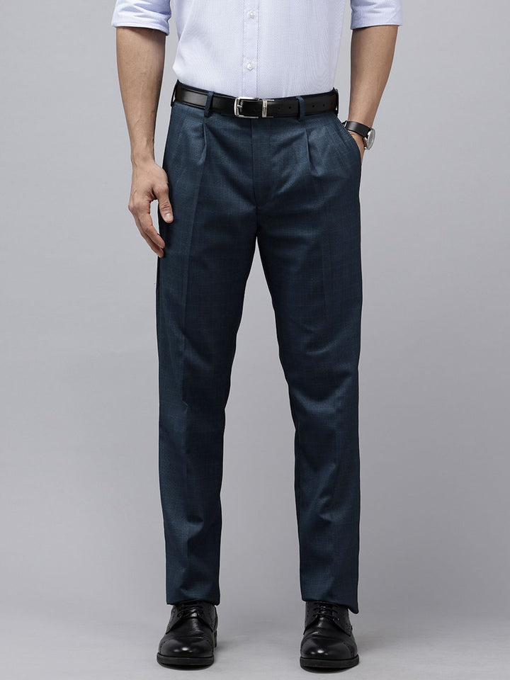 Park Avenue Men Checked Comfort Fit Formal Trousers