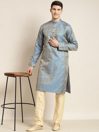SOJANYA Woven Design Mandarin Collar Silk Cotton Kurta