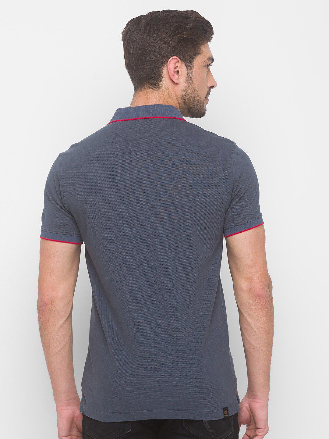 Being Human Men Grey & Red Typography Printed Polo Collar Pure Cotton T-shirt