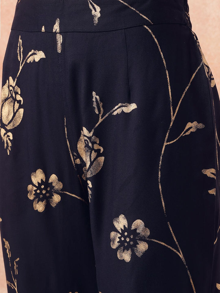 all about you Women Floral Printed Regular Gotta Patti Kurta with Trousers & With Dupatta