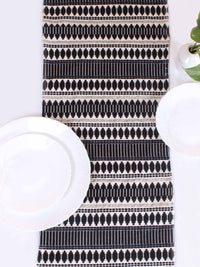 STITCHNEST Black & White Striped Acrylic Table Runner