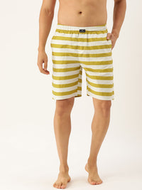 The Indian Garage Co Men Mustard Yellow & White Striped Pure Cotton Boxers 1120-BXR10-15