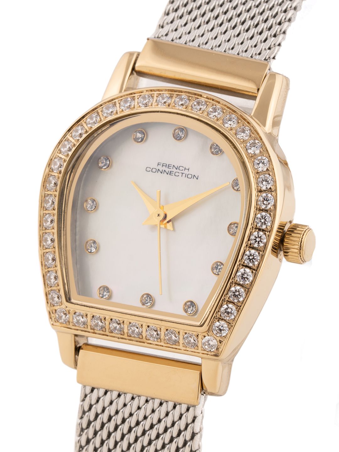 French Connection Women Embellished Dial & Stainless Steel Bracelet Straps Analogue Watch