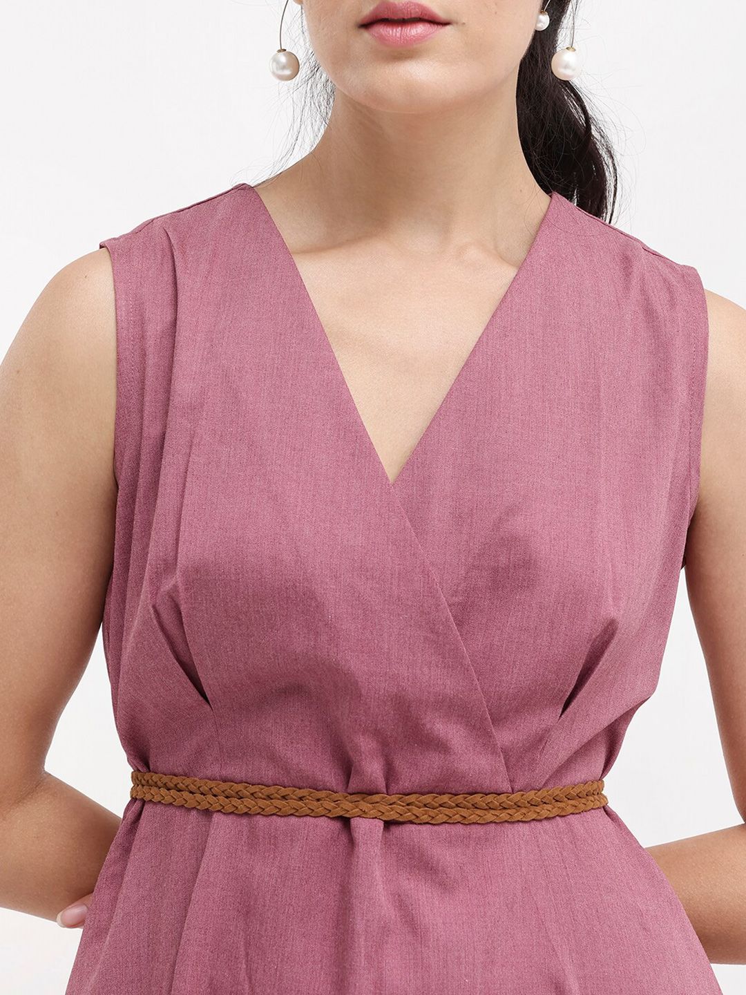 RAREISM V-Neck Fit & Flare Midi Dress