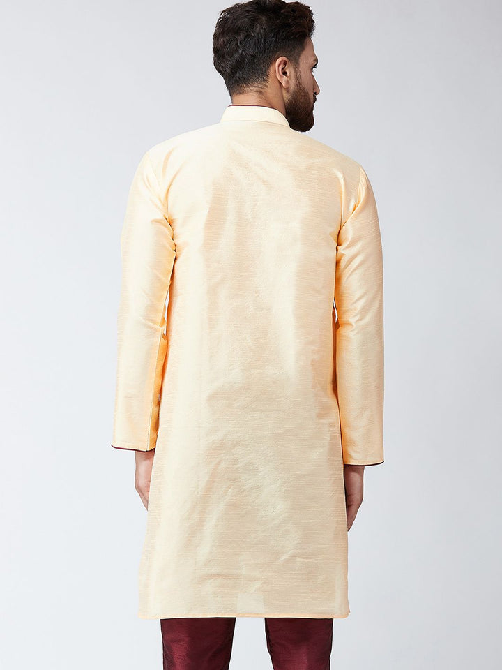 SOJANYA Kurta Lurus Pepejal Berwarna Emas Lelaki