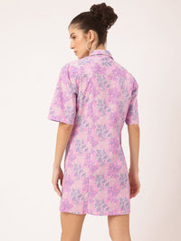 DressBerry Motifs Floral Print Mini Shirt Dress