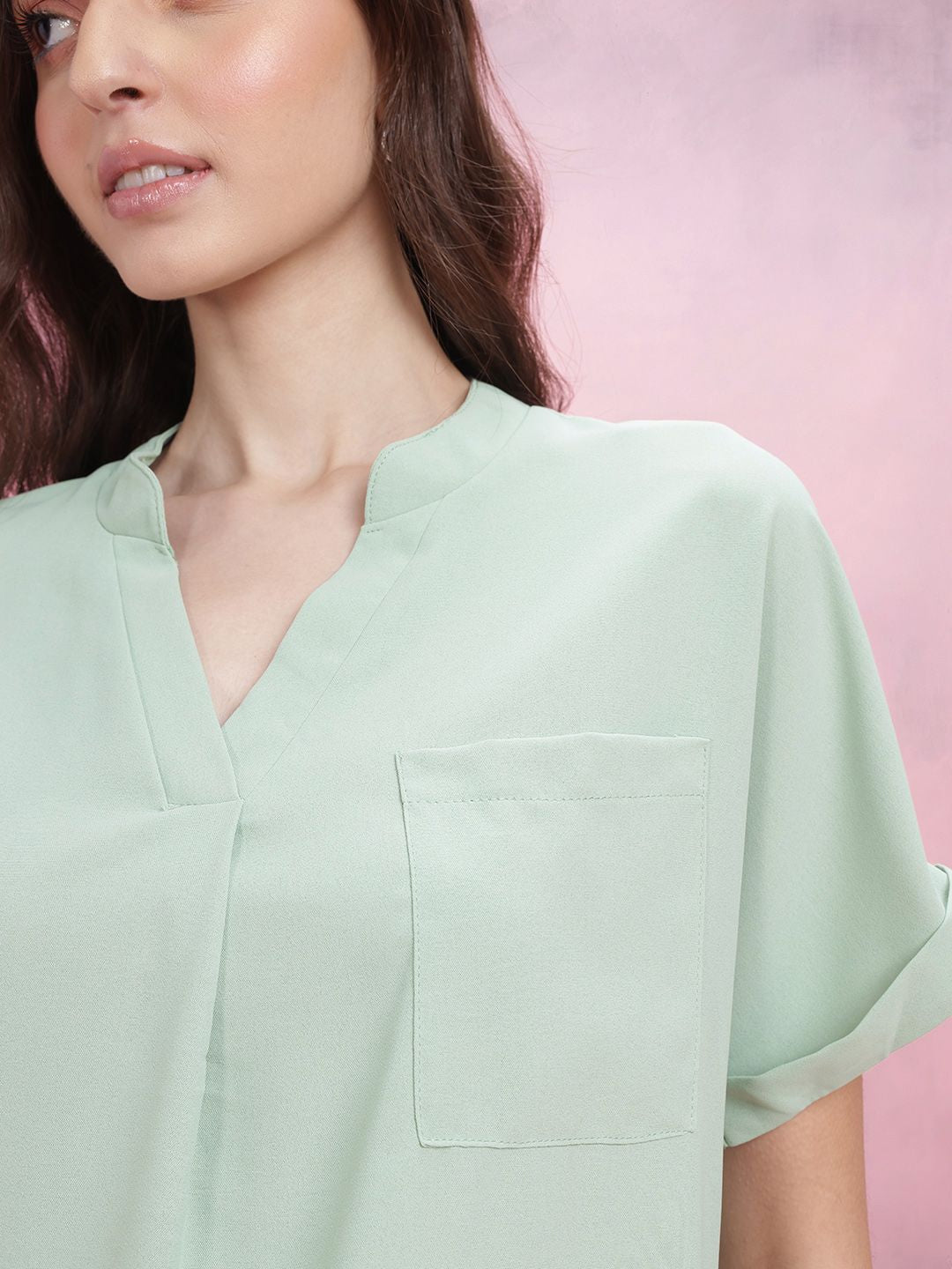 DressBerry Mandarin Collar Top