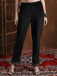 Vishudh Black Ethnic Motifs Yoke Design Regular Sequinned Kurta With Palazzos & Dupatta