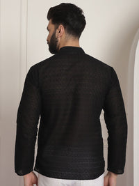 SOJANYA Kurta Lurus Kolar Mandarin Sulam Geometrik Kapas