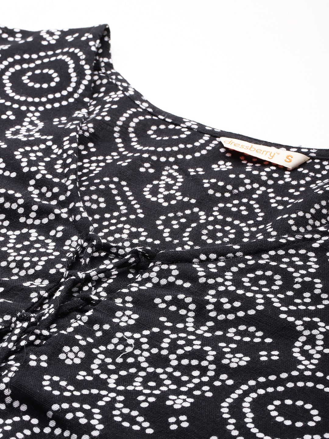 DressBerry Printed Flared Sleeve Cotton Front Tie-Ups Crop Top