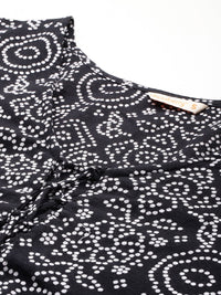 DressBerry Printed Flared Sleeve Cotton Front Tie-Ups Crop Top