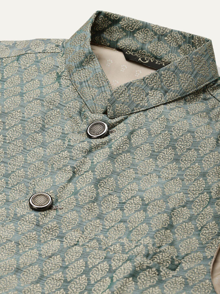 SOJANYA Manadrin Collar Kurta with Churidar & Nehru Jacket