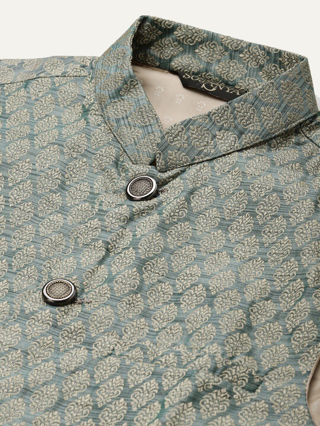 SOJANYA Manadrin Collar Kurta with Churidar & Nehru Jacket
