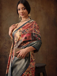 Silk Land Kanjeewaram Art Silk Zari Woven Digital Print saree