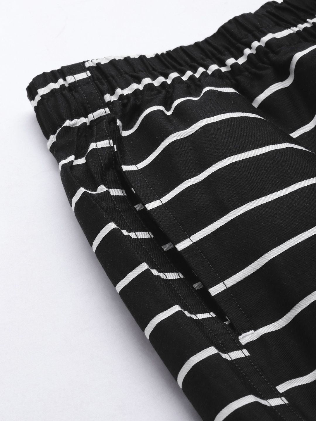 The Indian Garage Co Men Black & White Striped Pure Cotton Boxers 1120-BXR10-03