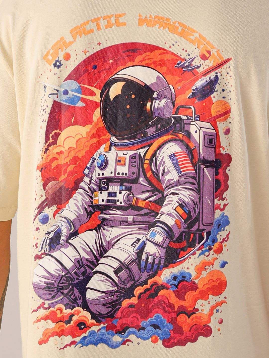 The Indian Garage Co Men Back Printed Oversized Round Neck T-shirt