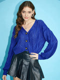 STREET 9 Cable Knit Crop Acrylic Cardigan
