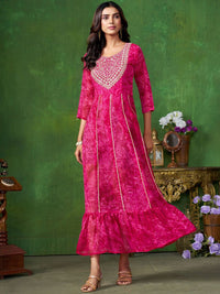 KALINI Ethnic Motifs Fit and Flare Ethnic Dress