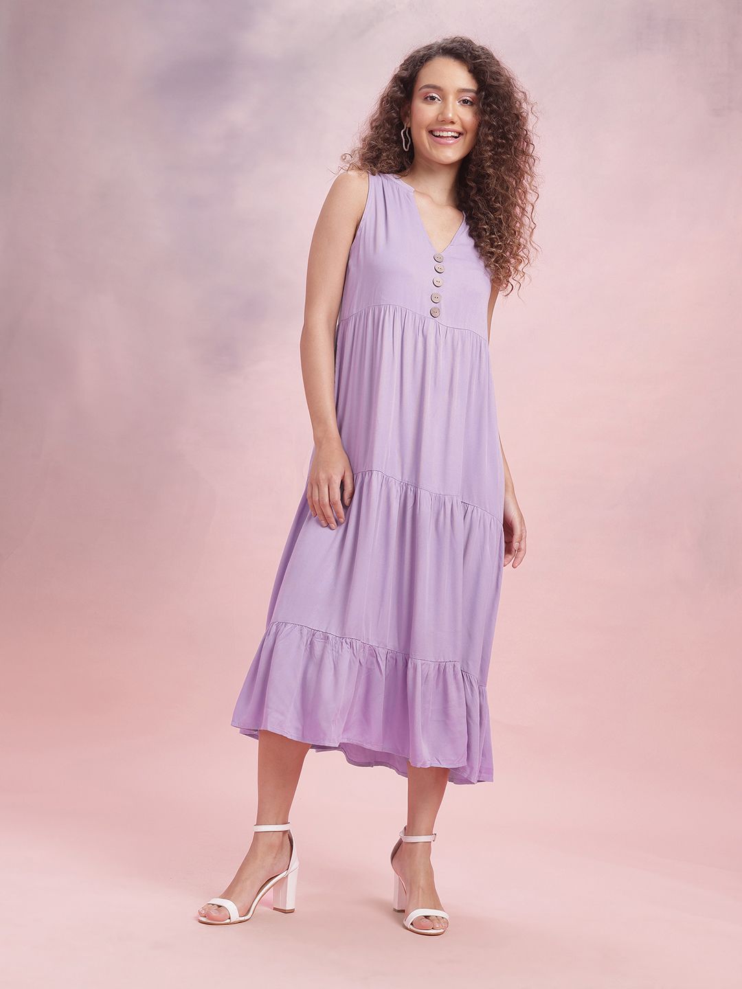 DressBerry Tiered Midi A-Line Dress