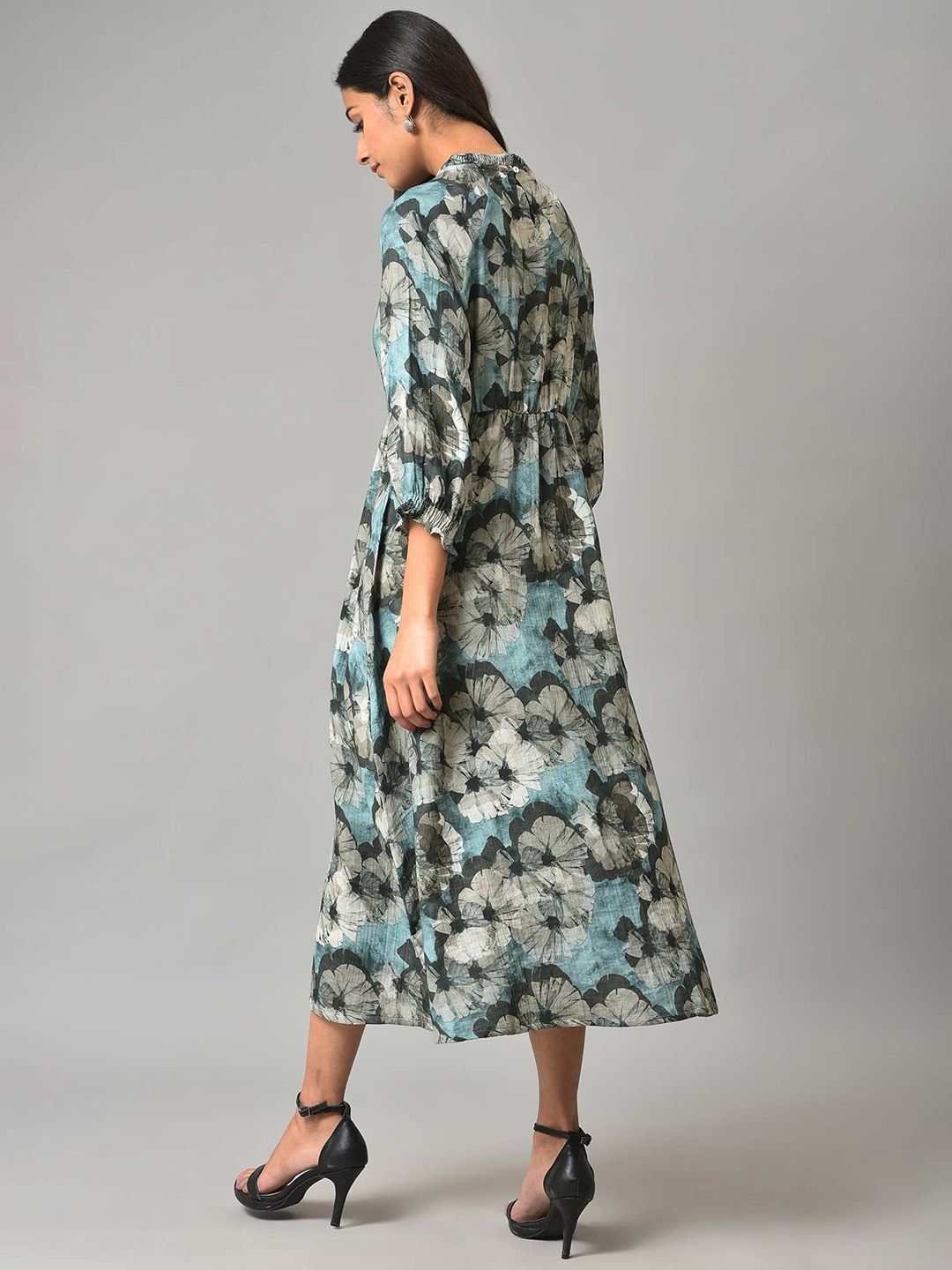 W Floral Midi Cotton Dress