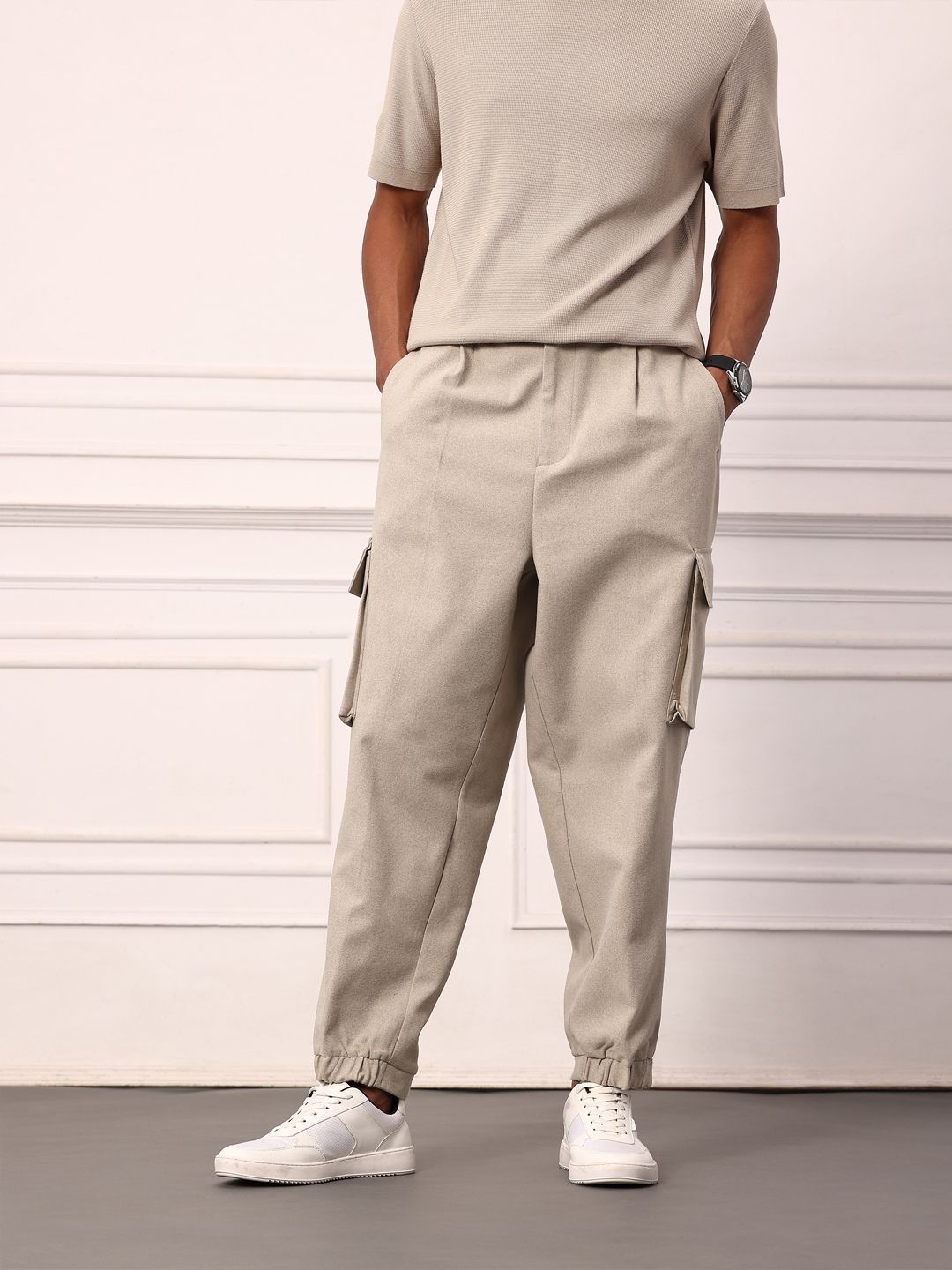 Mr Bowerbird Men Oversized Fit Pleated Cargos
